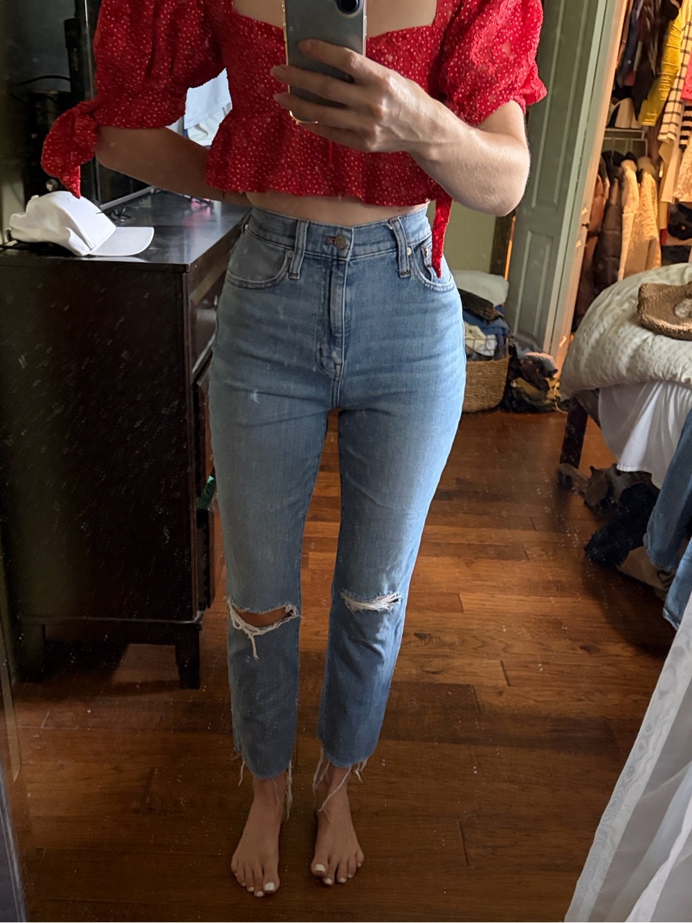 Madewell High rise boyfriend light wash blue jeans crop size 25